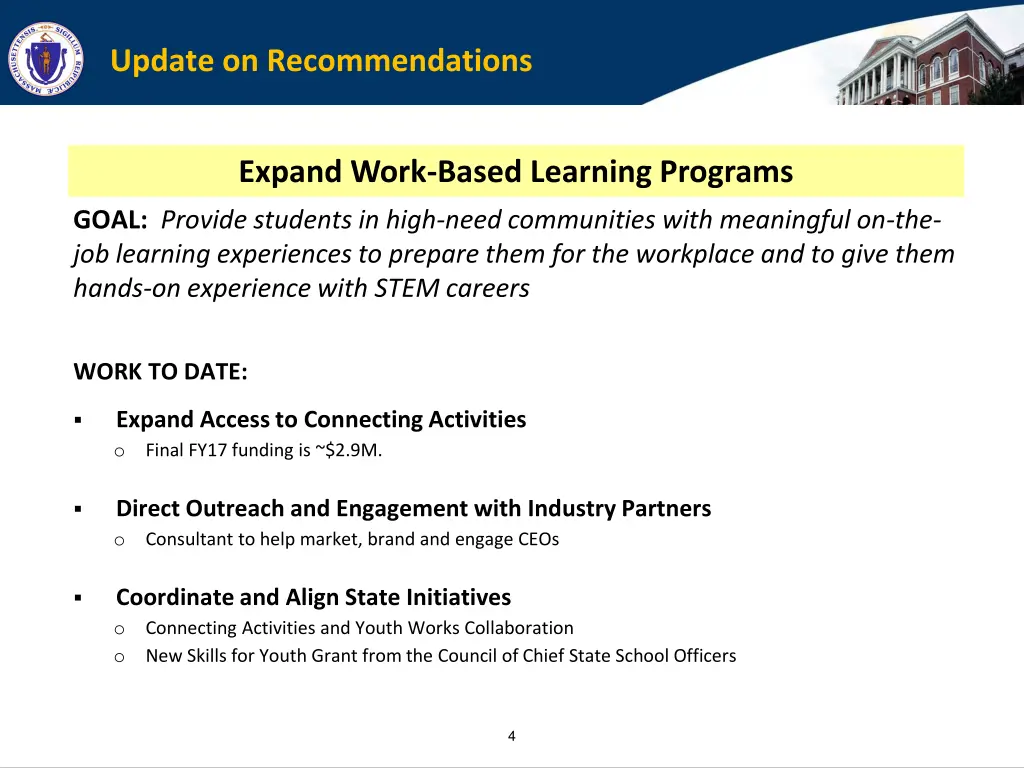 update on recommendations