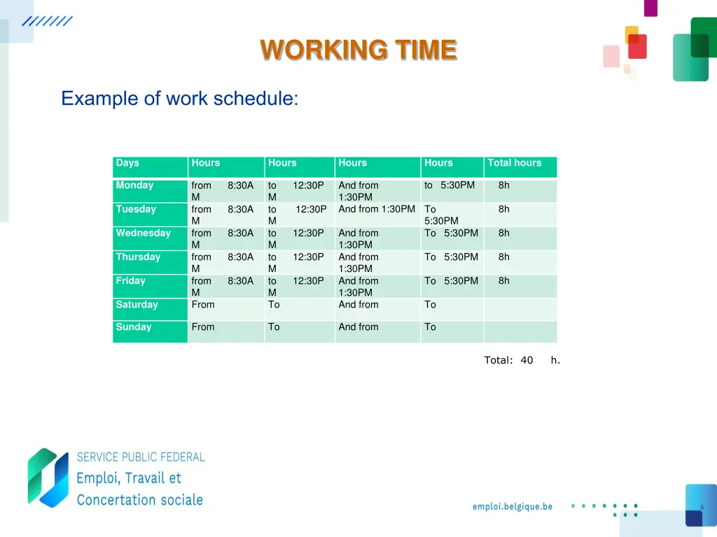 working time 3