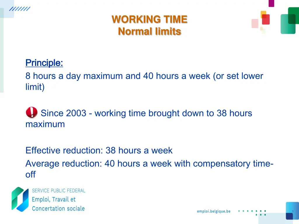 working time normal limits