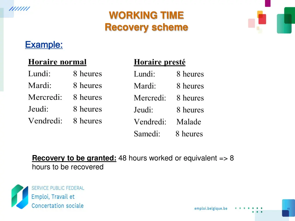 working time recovery scheme 3