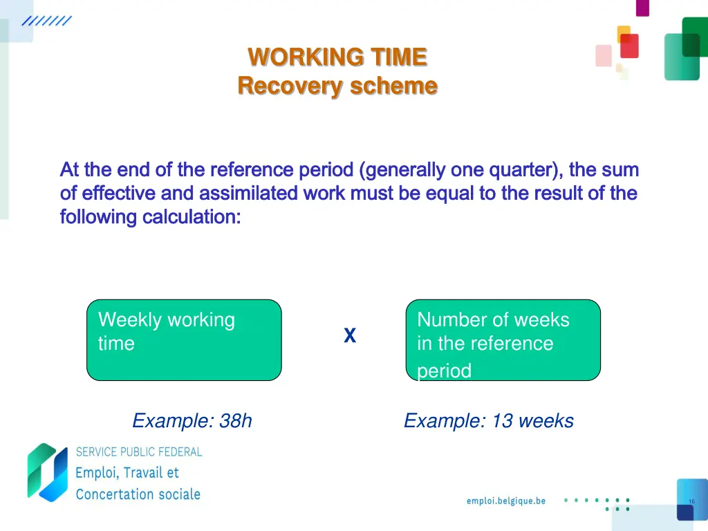 working time recovery scheme