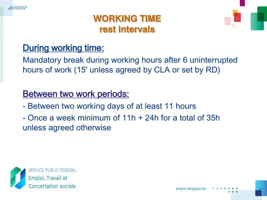 working time rest intervals