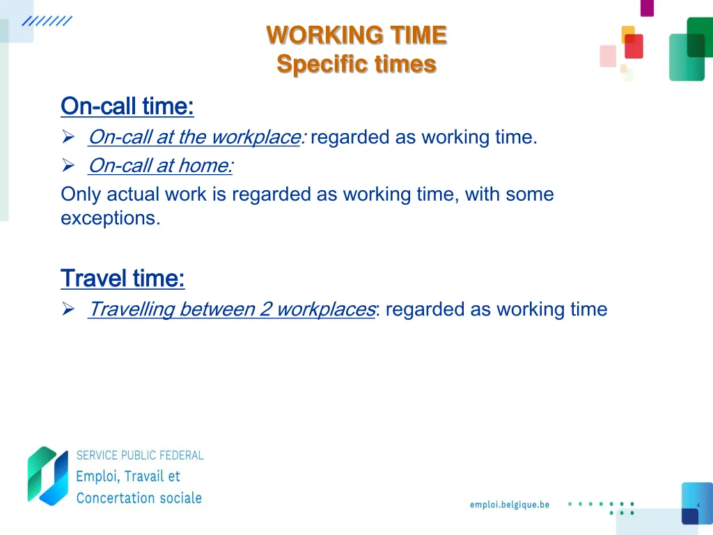 working time specific times