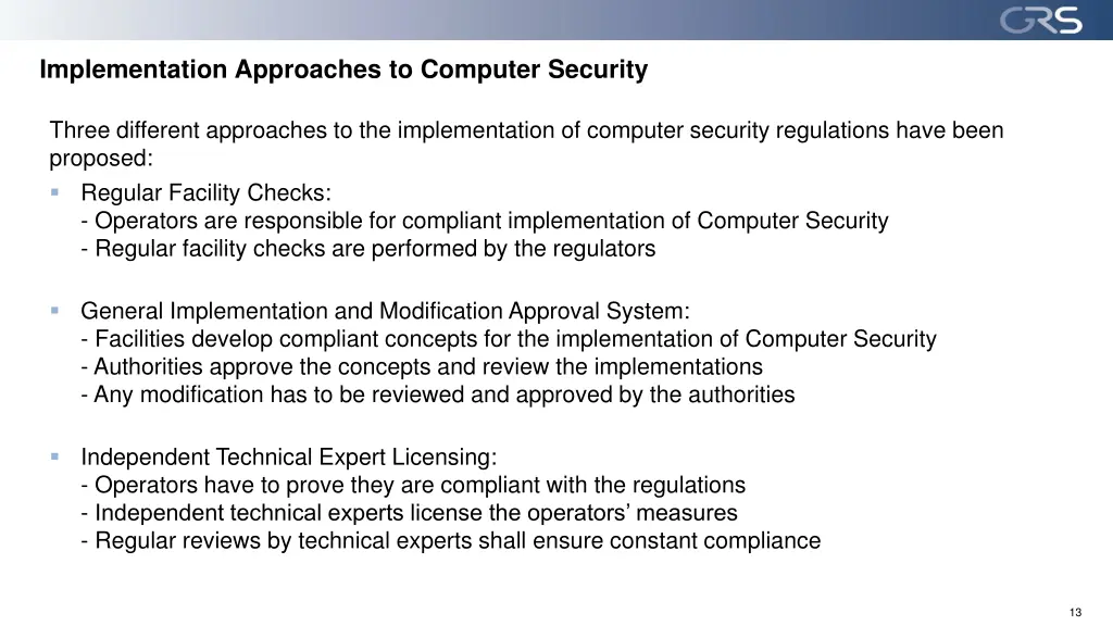 implementation approaches to computer security