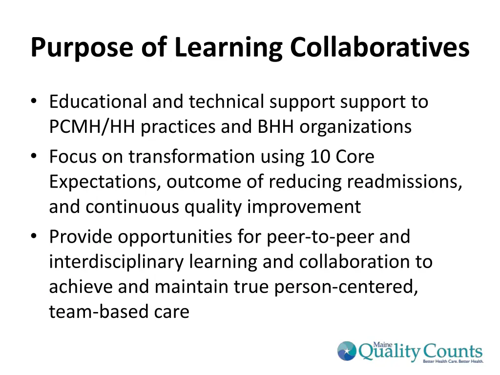 purpose of learning collaboratives