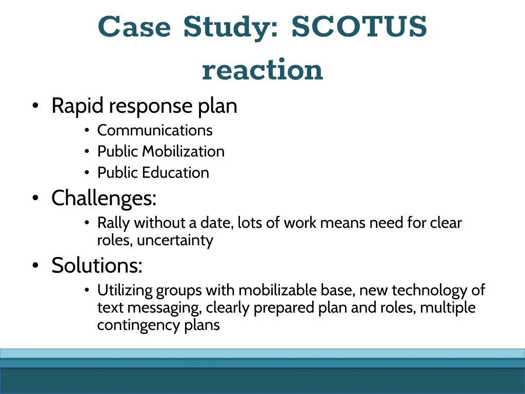 case study scotus reaction rapid response plan