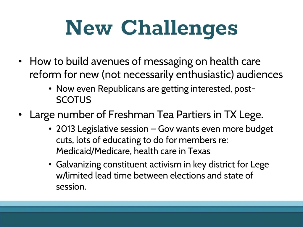 new challenges