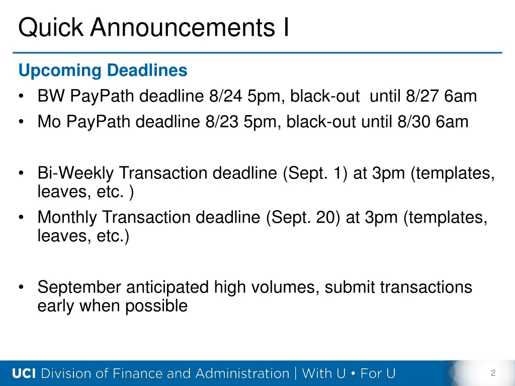 quick announcements i
