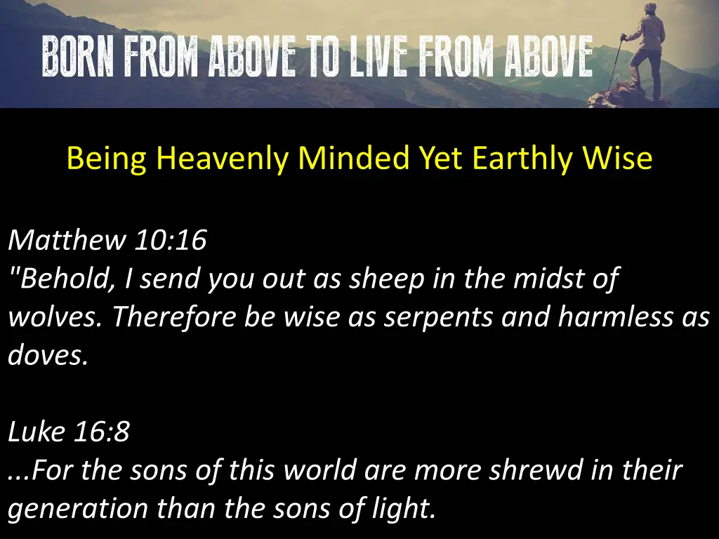 being heavenly minded yet earthly wise