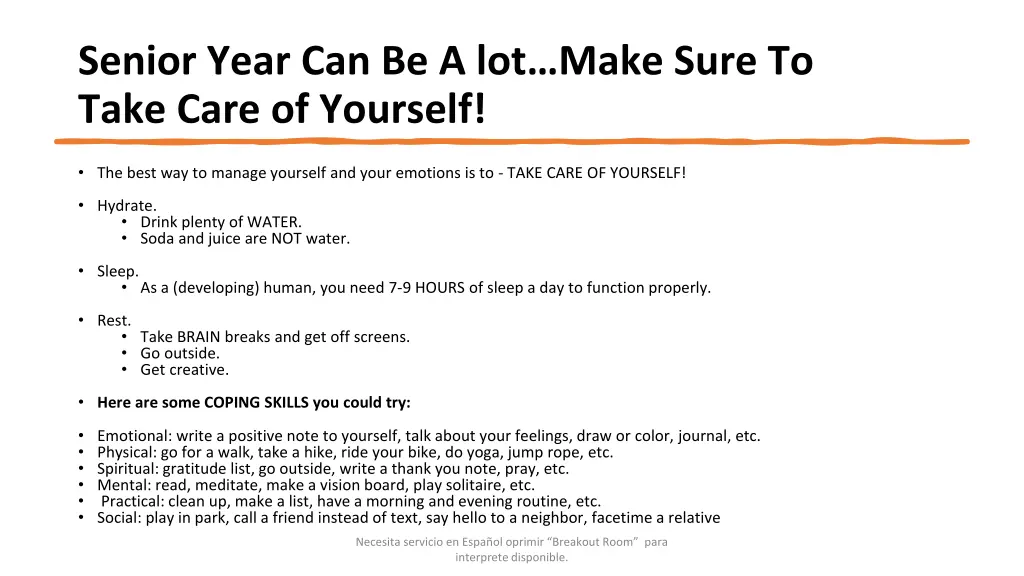 senior year can be a lot make sure to take care
