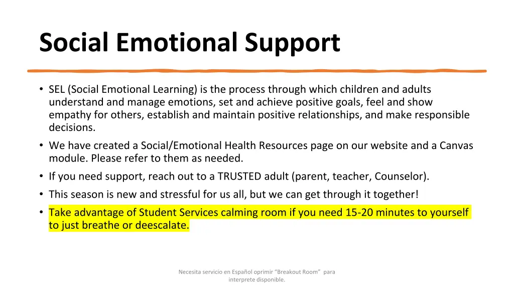 social emotional support