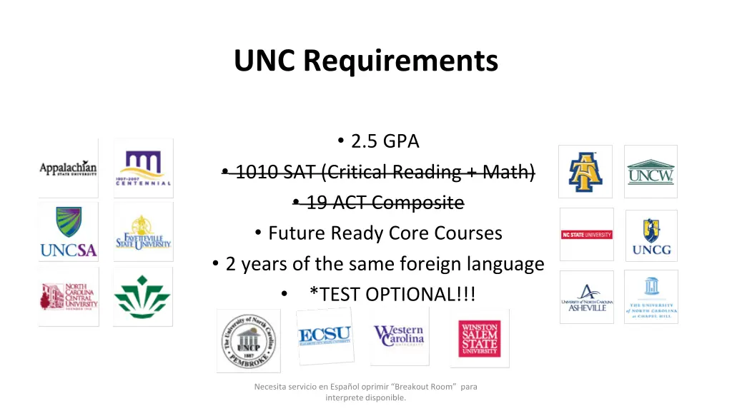 unc requirements