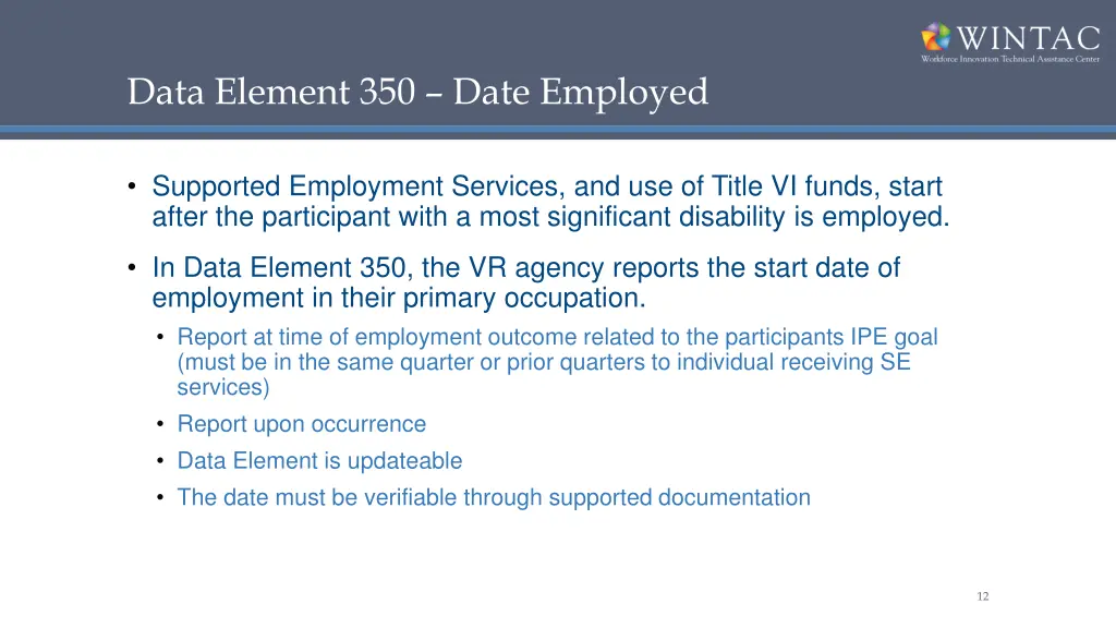data element 350 date employed