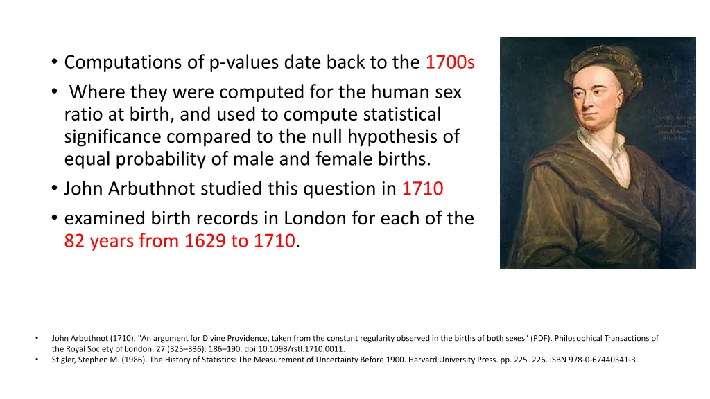 computations of p values date back to the 1700s