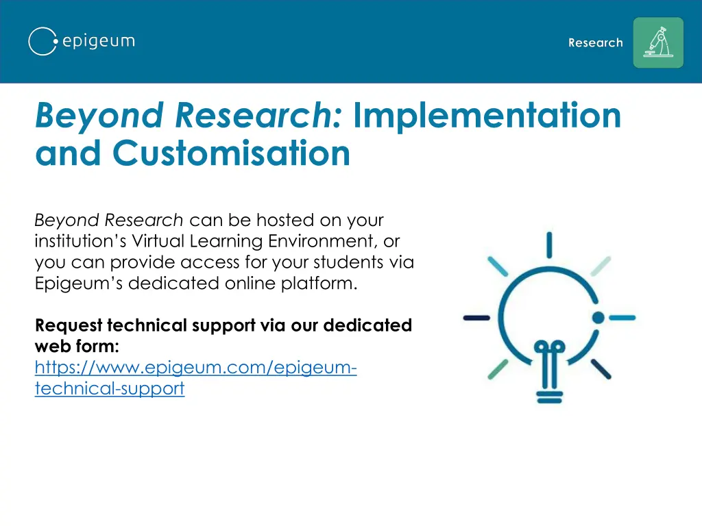beyond research implementation and customisation