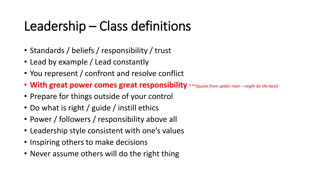 leadership leadership c class definitions lass