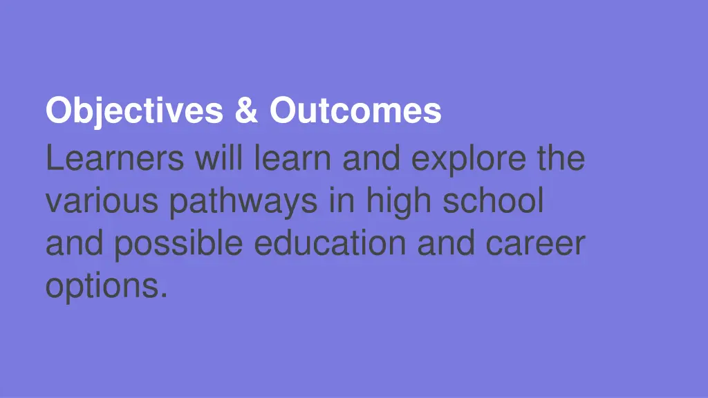 objectives outcomes learners will learn