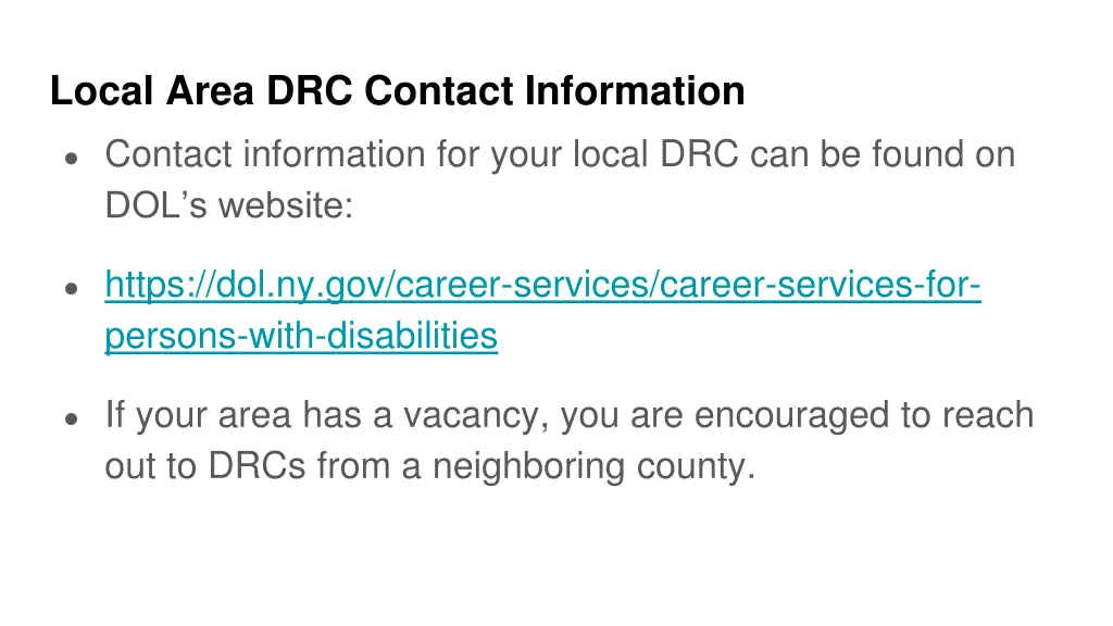 local area drc contact information