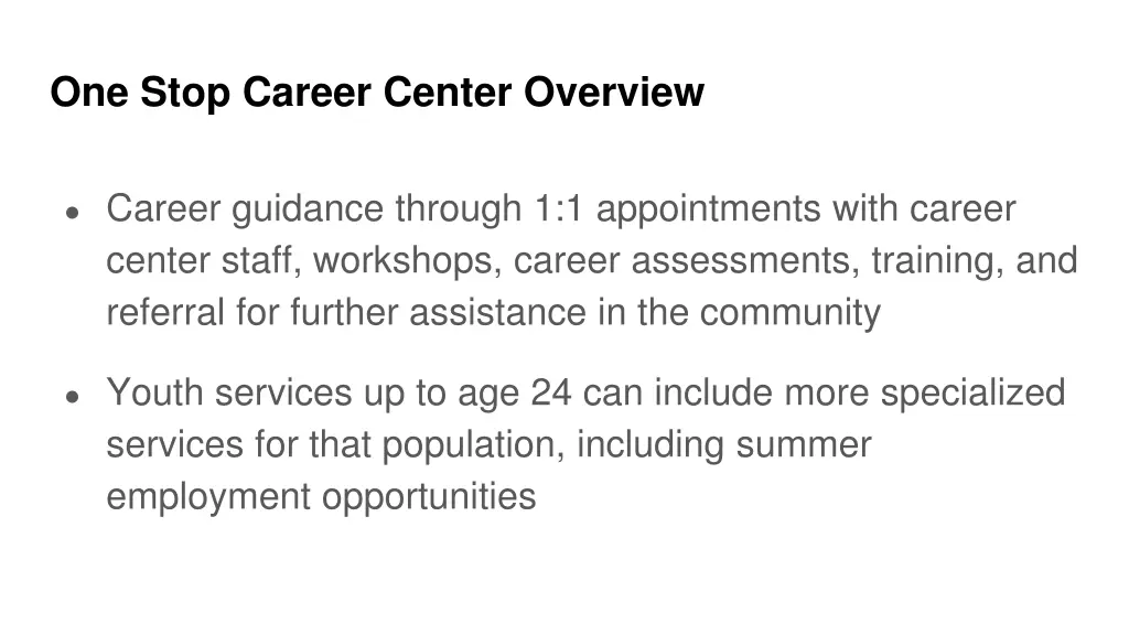 one stop career center overview
