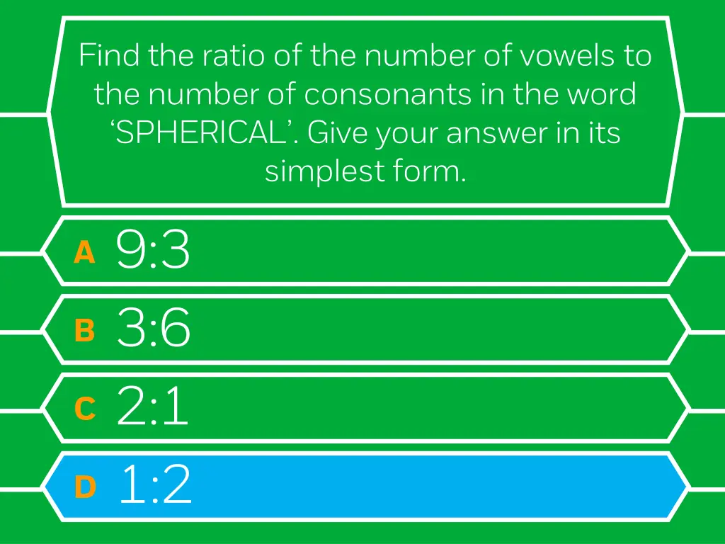 find the ratio of the number of vowels 1
