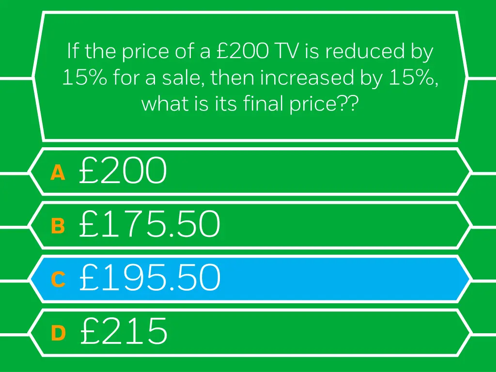 if the price of a 200 tv is reduced 1