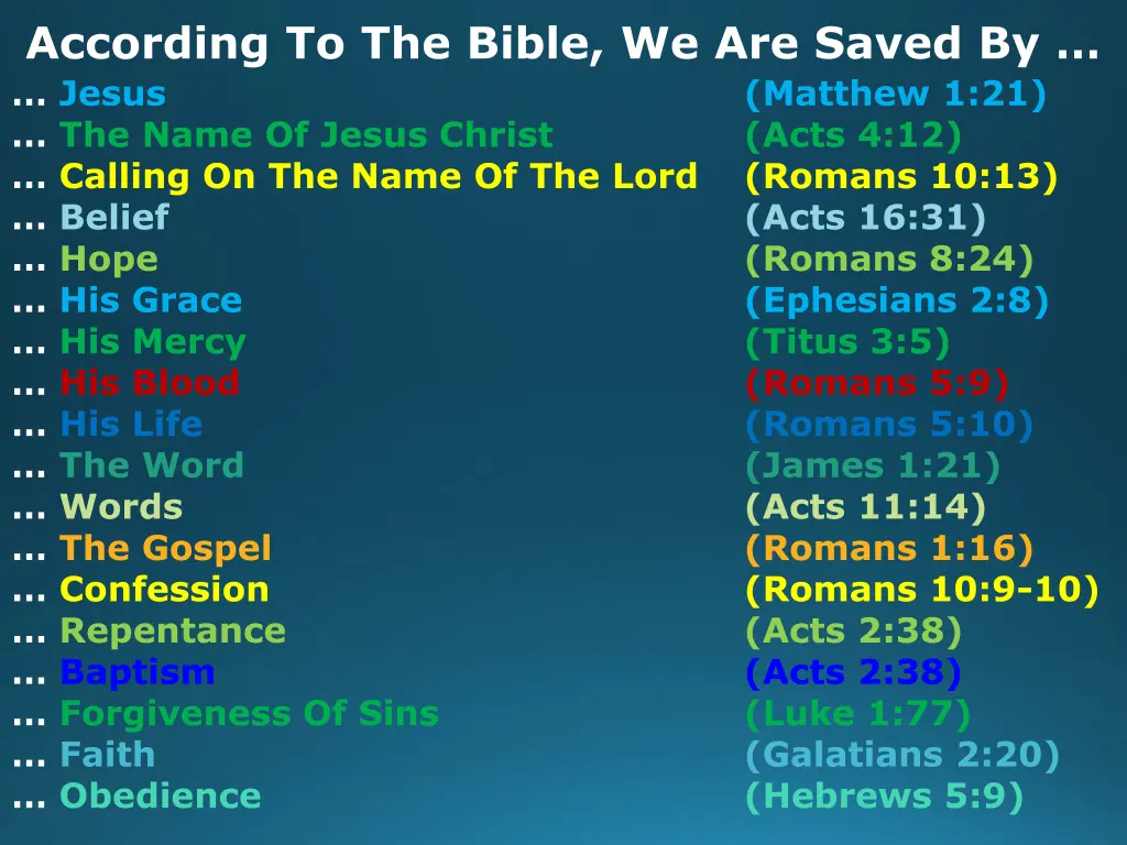 according to the bible we are saved by 21