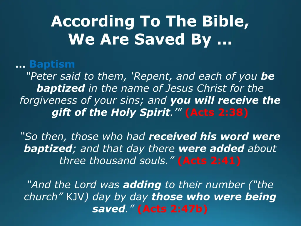 according to the bible we are saved by 9
