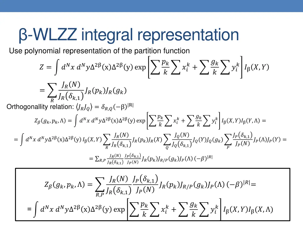 wlzz integral representation use polynomial