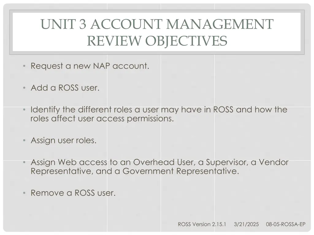 unit 3 account management review objectives