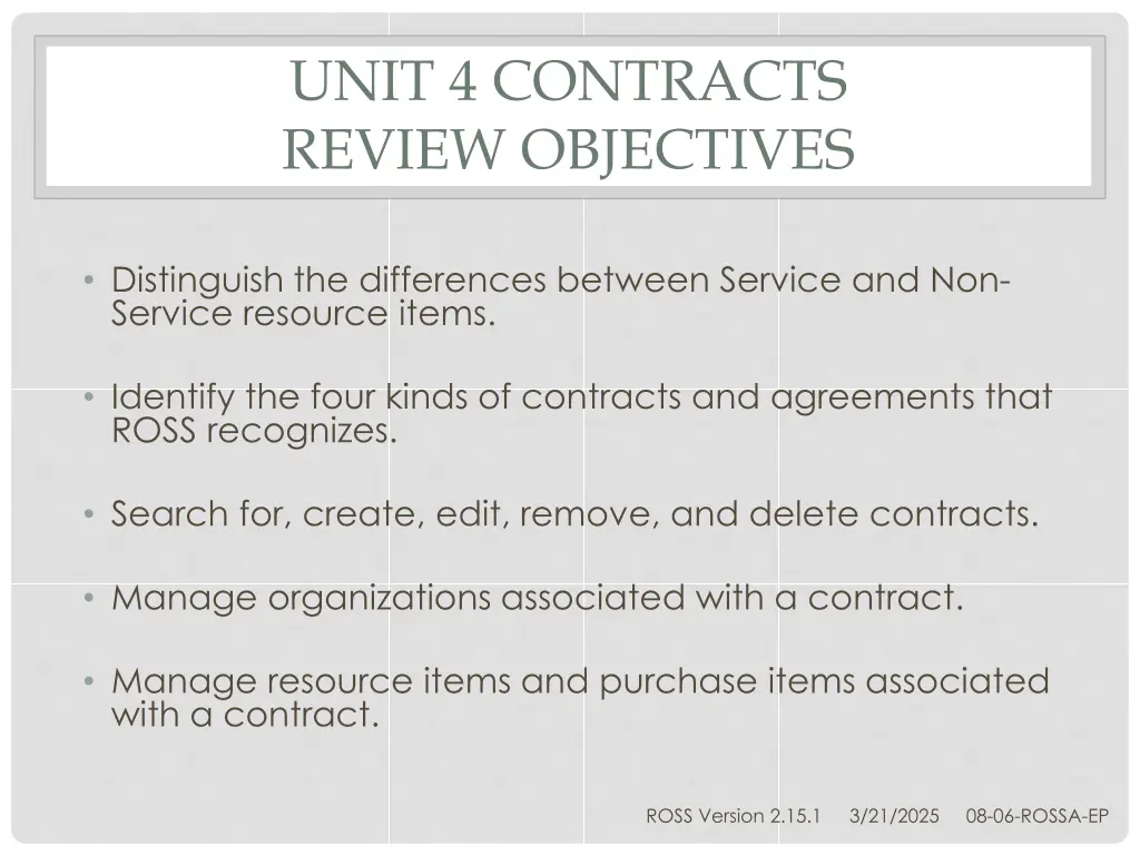 unit 4 contracts review objectives
