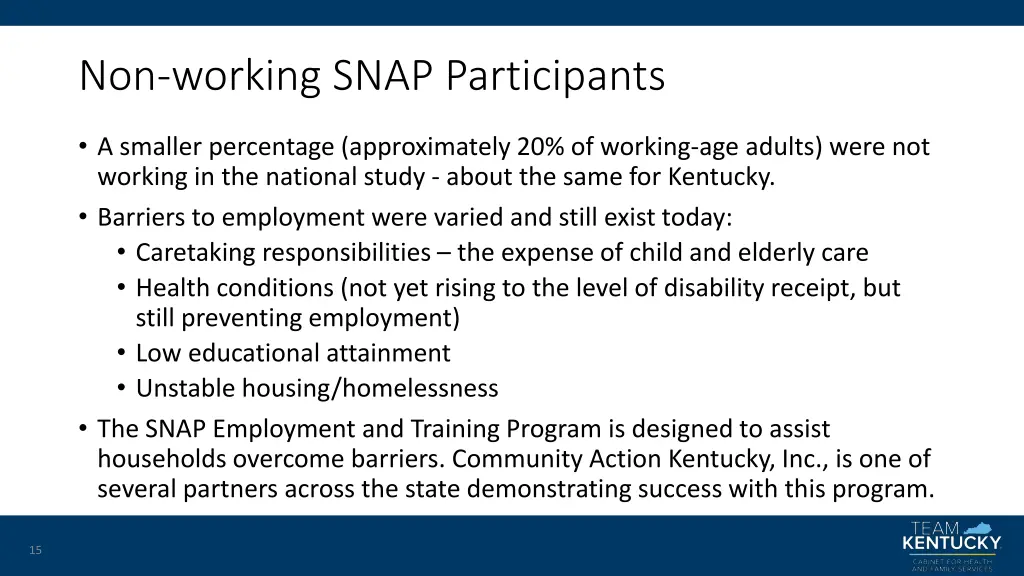 non working snap participants