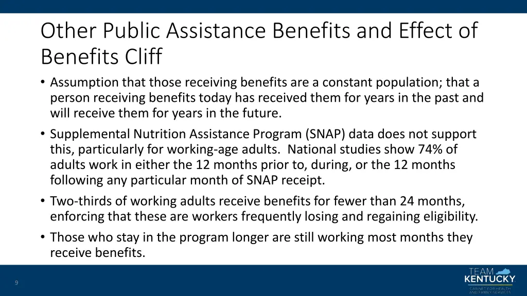 other public assistance benefits and effect