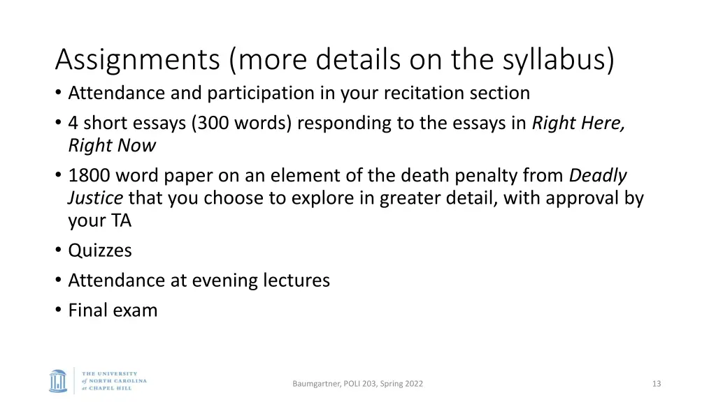 assignments more details on the syllabus
