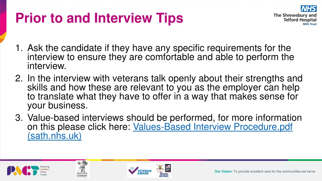 prior to and interview tips