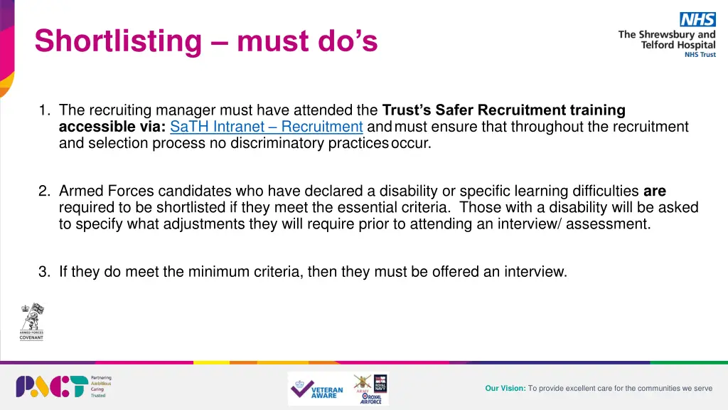 shortlisting must do s
