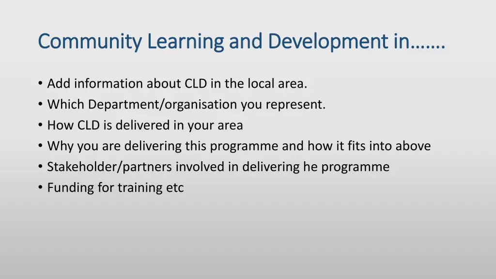 community learning and development in community