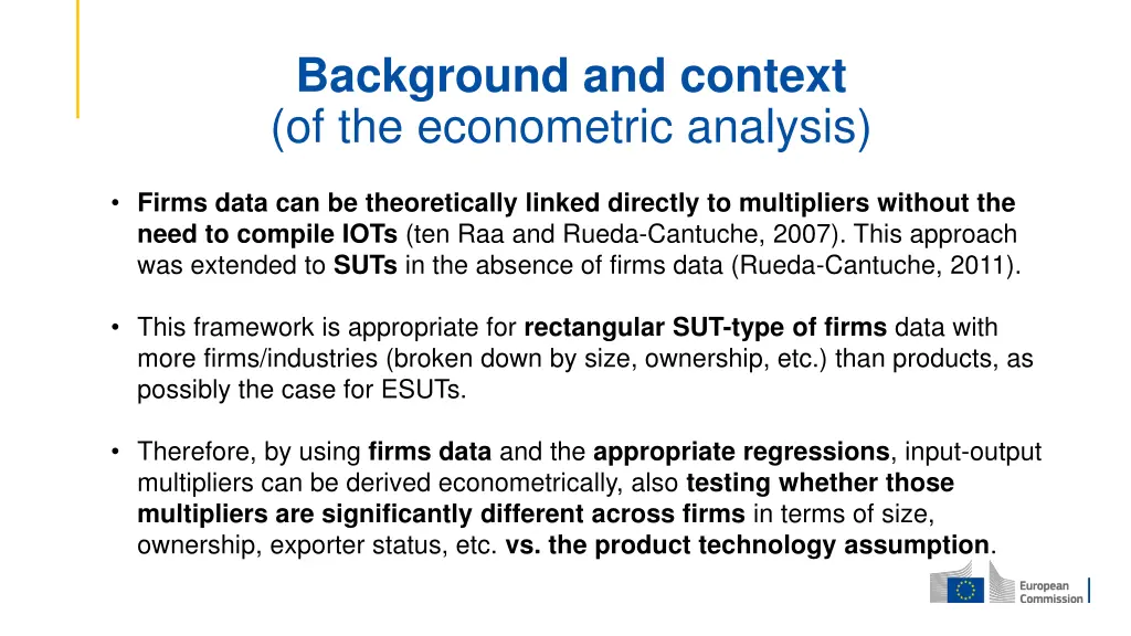 background and context of the econometric analysis