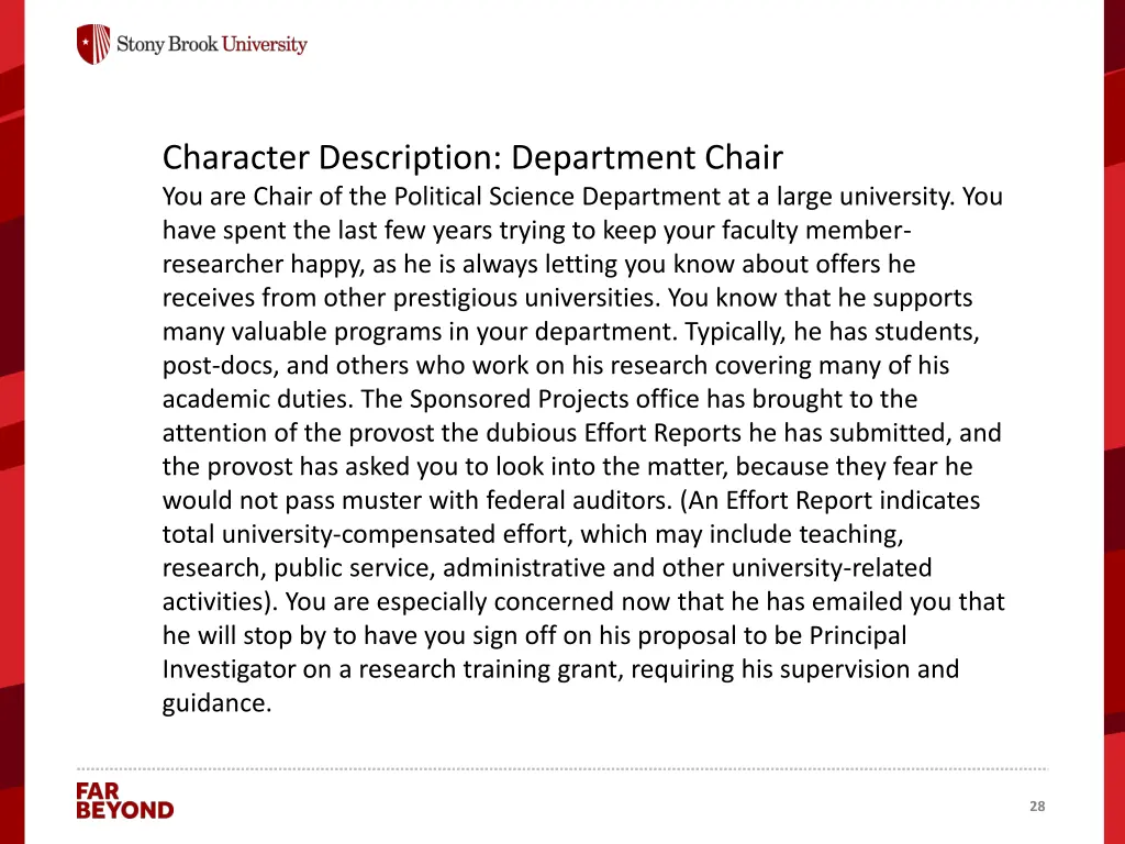 character description department chair