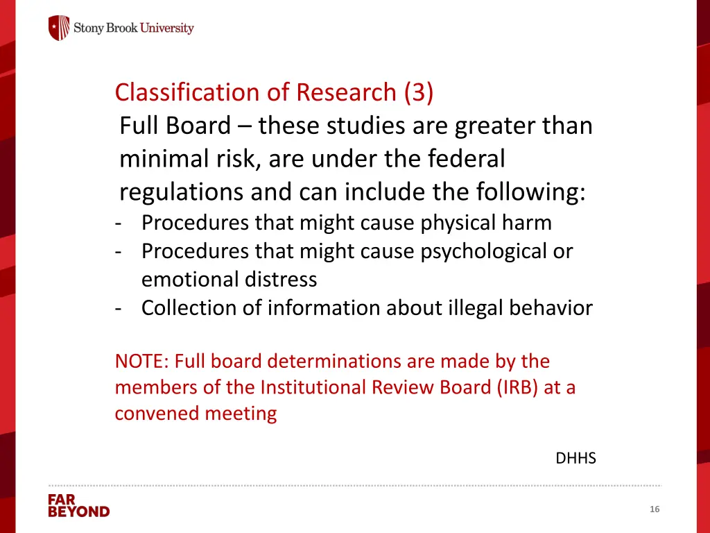 classification of research 3 full board these