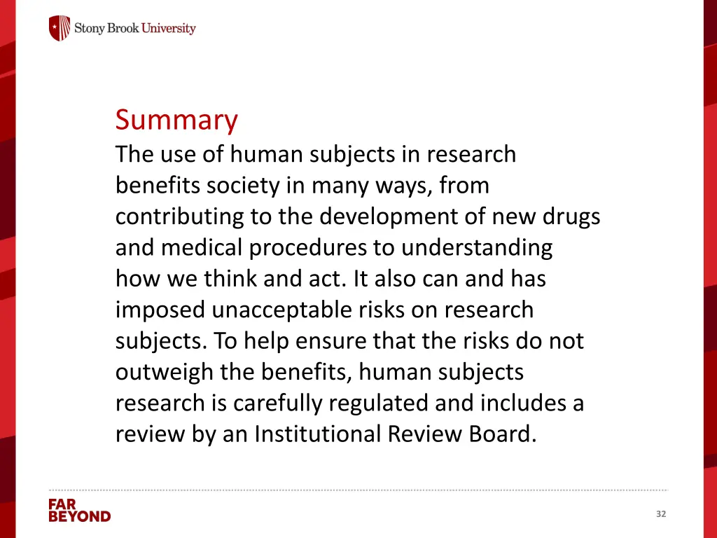 summary the use of human subjects in research