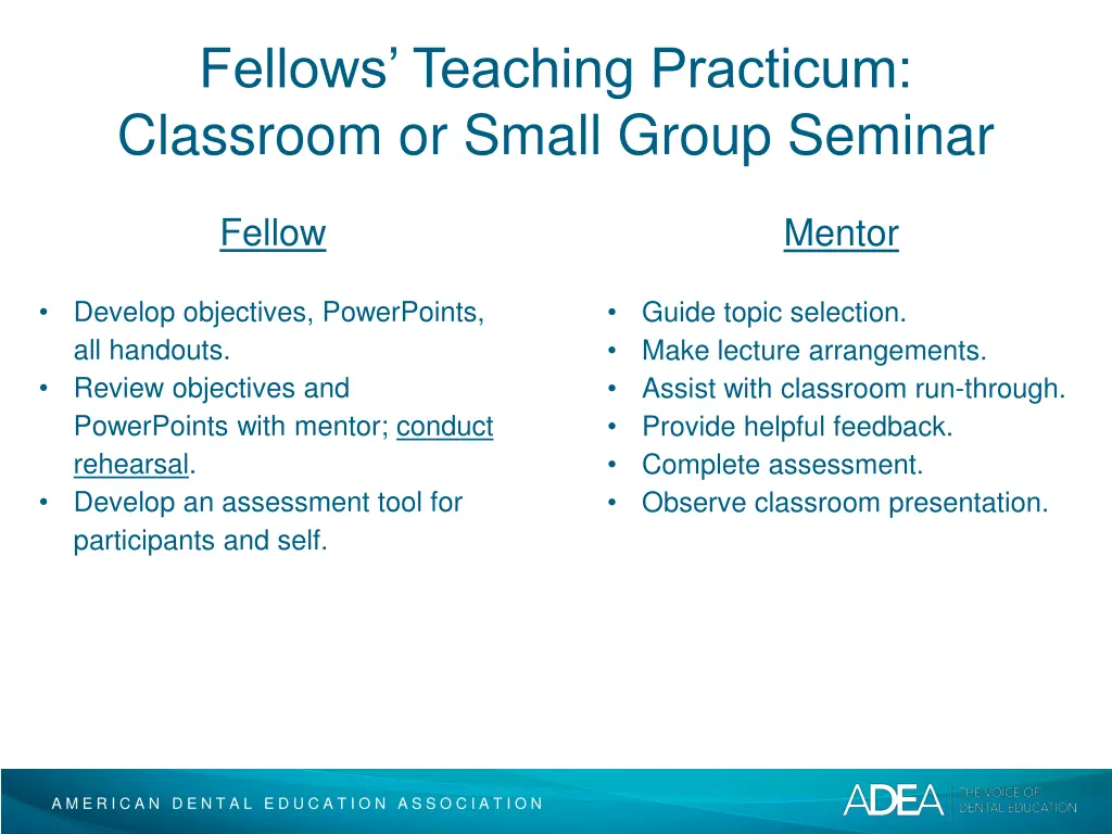 fellows teaching practicum classroom or small
