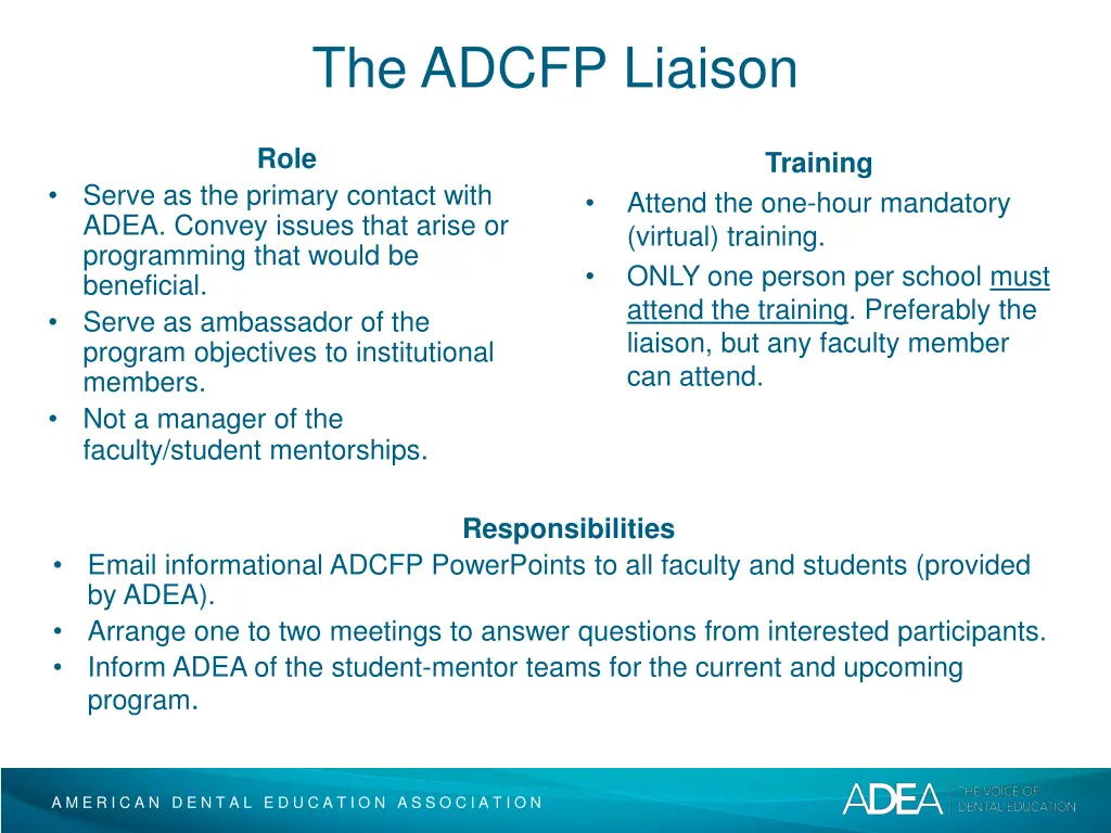 the adcfp liaison