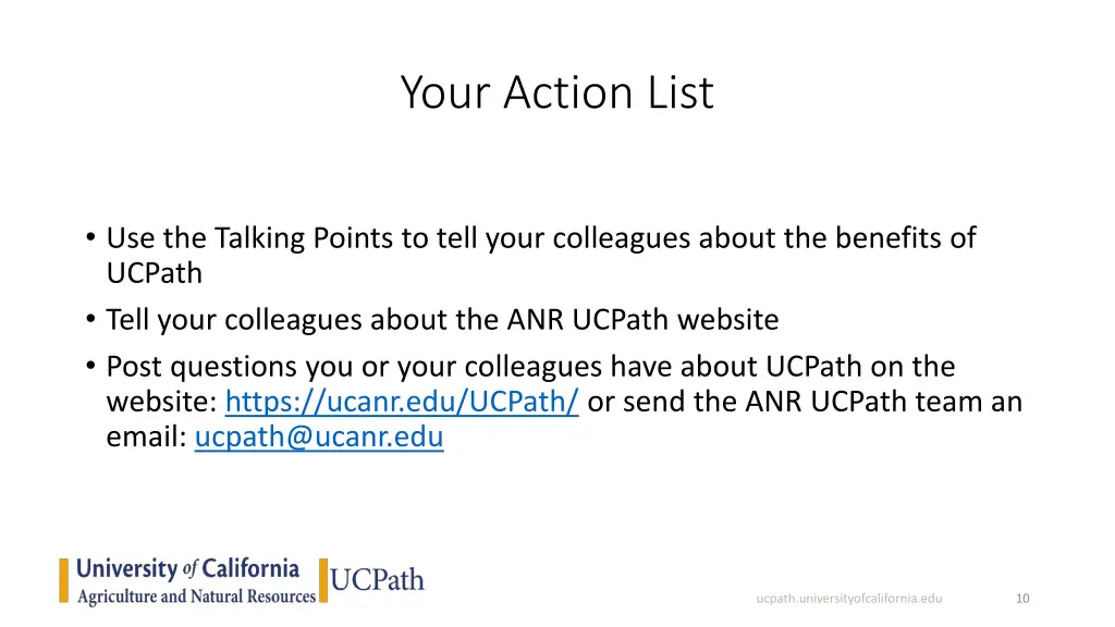 your action list