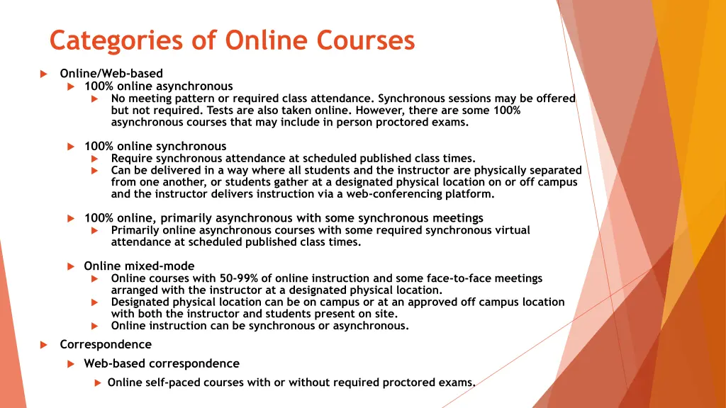 categories of online courses