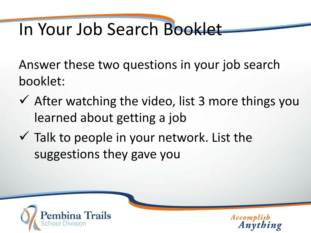 in your job search booklet 2