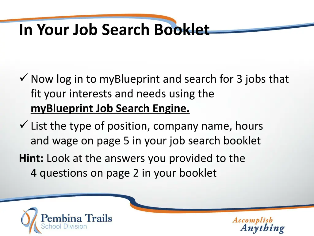 in your job search booklet 5