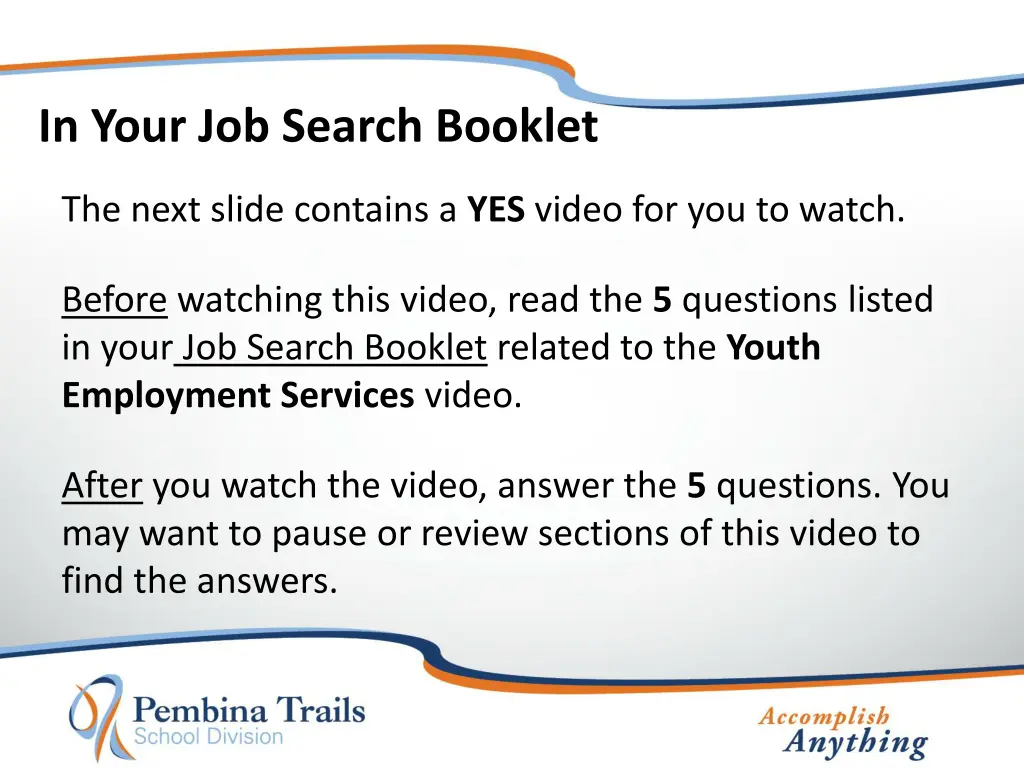 in your job search booklet