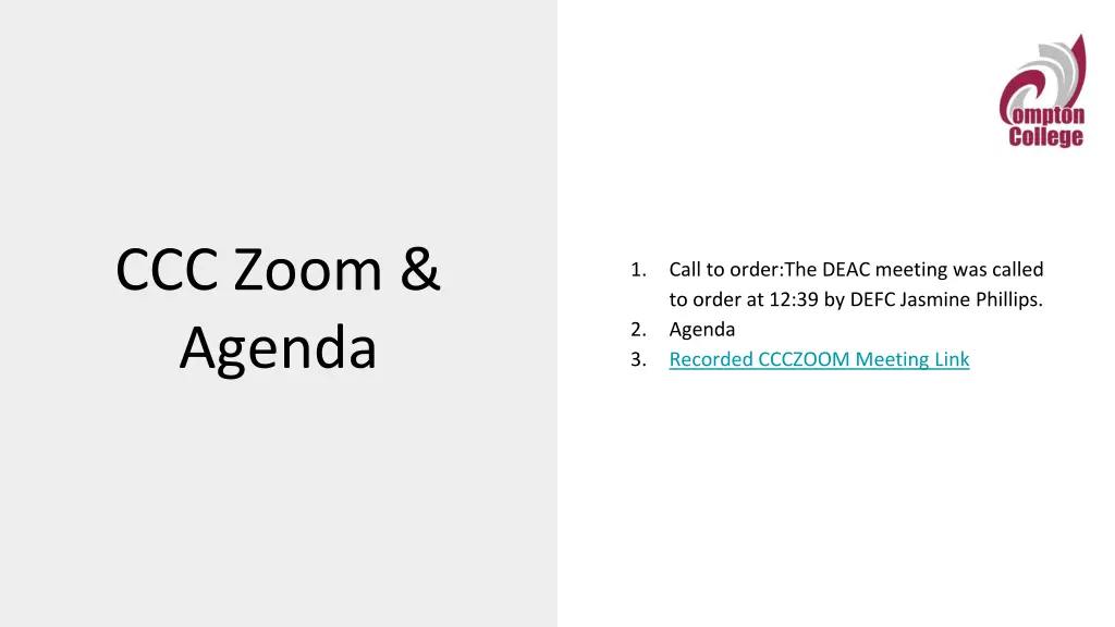ccc zoom agenda