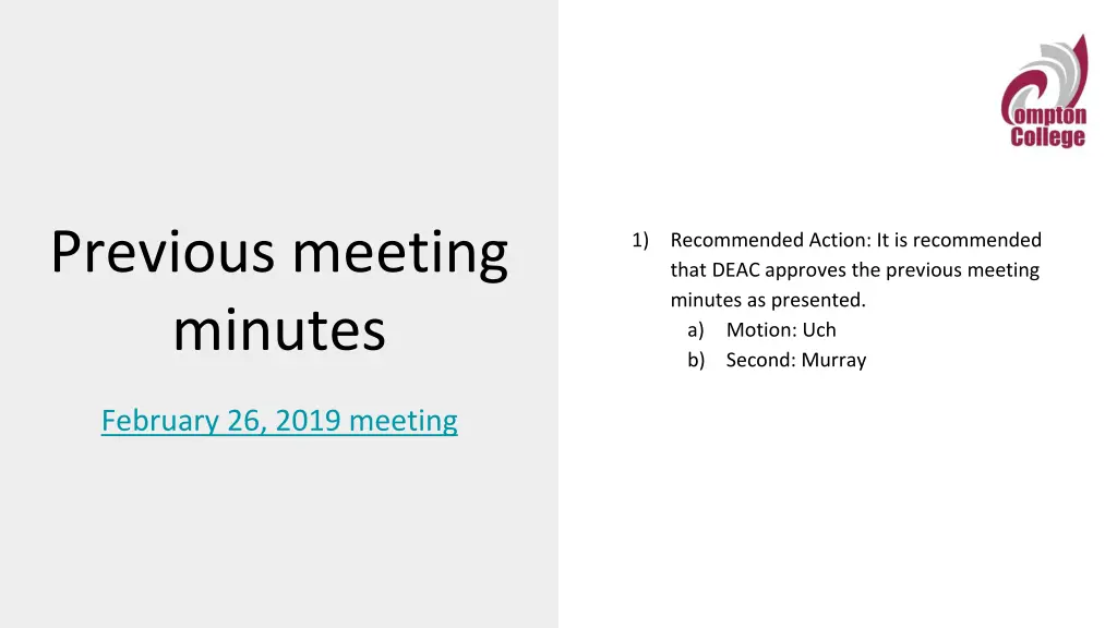 previous meeting minutes