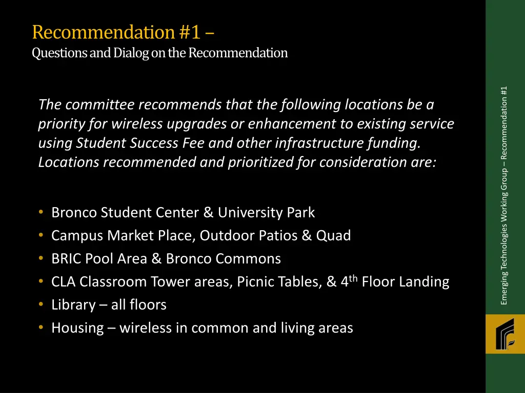 recommendation 1 questions and dialog